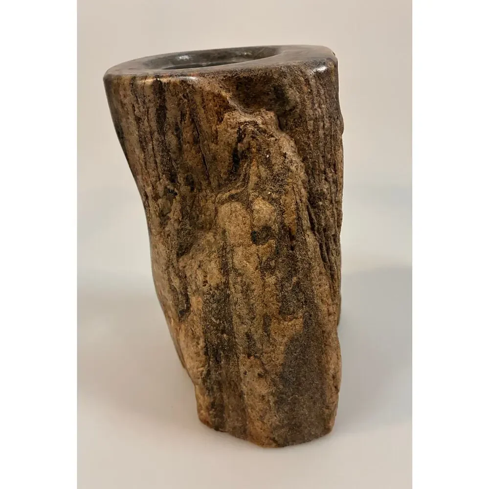 Large Heavy Petrified Wood Candle Holder Raw Bark 10lb+